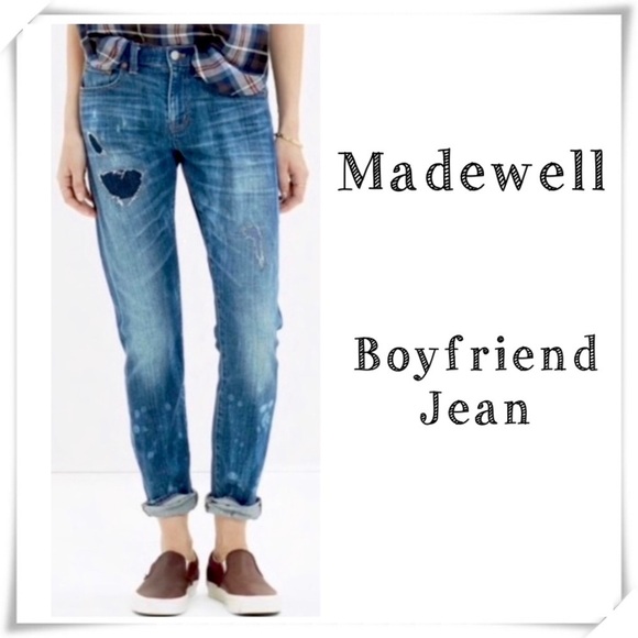 Madewell Boyfriend Rare Patches Distressed Jeans RN# 77388 - Picture 1 of 8